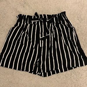 Never worn black and white stripe shorts